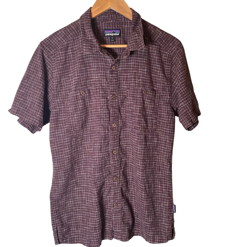 Patagonia Back Step Shirt Men's medium Hemp Organic Cotton Short Sleeve Hiking